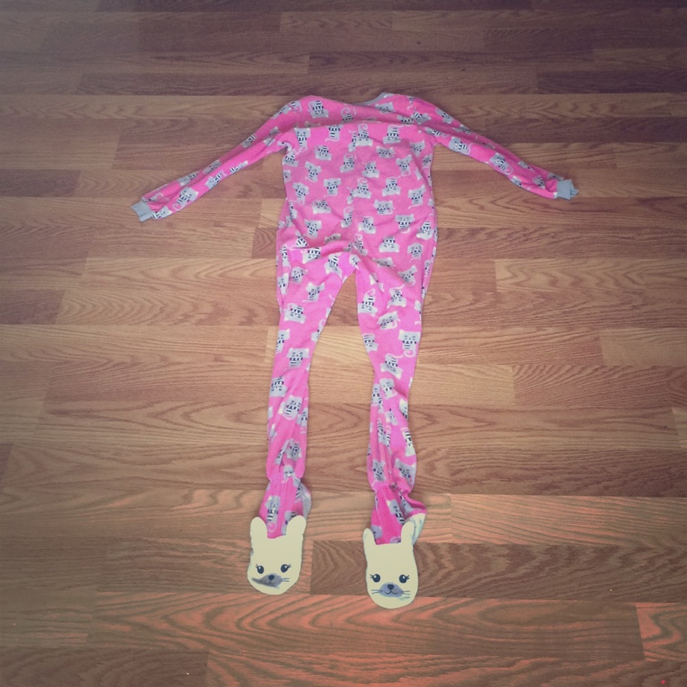 JV Apparel Pink cat onesie L/G (10/12) girls zipup